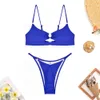 2024 Womens Solid Strap Split Swimsuit Bikini