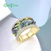 Ringos de cluster Santuzza Real 925 Sterling Silver Ring para mulheres Sparkling White CZ REAGELA AZUL BULA DIREIRA DOUR ANES