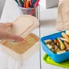 Plates 2 Pcs Sandwich Box Sealed Containers Holder Case Square Small Snack Kids Little Lids Microwave Safe Child Big