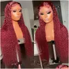 Syntetyczne peruki Brazylijskie włosy peruka głębokiej fali Bury Red Lace Front 13x4 HD Frontal 360 FL Curllywig Preucked Drop dostarczanie produkty DHJV4