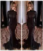 2018 Michael Costello Long Sleeve Prom Dresses Bling Bling Black Speecins High Neck High Mermaid Sexy Celebrity Gowns Pageant Evening Dr9419144