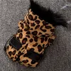 Dog Apparel Fashion Leopard Pattern Pet Casat Autumn e Winter Puppy Duas Pernas Roupas Schnauzezer Hoodie Cardigan quente Suprimentos