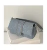 Sacs à bandouliers Fashion Femmes Simple Denim Solid Vintage Office Lady Elegant Handbags Match Sac Match Under Bag Y2K esthétique