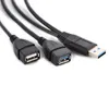 2024 USB mâle à USB3.0 Femme + USB2.0 Femme Data Hub Power Adapter Y Splitter USB Charging Cable Cable Corde Ralal
