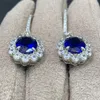 Kolczyki Dangle 925 Srebrne złoto z wysokim węglowym diamentem Royal Blue/JJ Classic Diana Series 3 Carat Blue Treasure