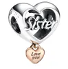 Love You Sister Heart 925 STERLING Silver Charm Sangle Moments Famille pour Fit Charms Bracelets de fille Bracelets 782244C00 Andy Jewel6863292