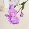 Fleurs décoratives Simulate Iris Branche élégante artificielle avec feuilles vertes pour le mariage à l'intérieur