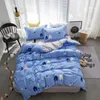 Conjuntos de ropa de cama Textiles Con Estilo Simplicidad NaviDad Elk Rayas Dibujos Animados 3/4 UDS Juegos de Cama Contienen Fondo EDREDN SBANA