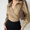 Women's Blouses Go Girl Sexy Cross V-Neck High Taist Blouse