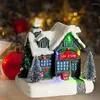 Party Decoration Christmas Village House Collectible Building Figures Led Light Xmas Home Decent Accent Tablett Dekorationer Gift For Women