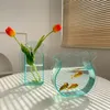 Vases Acrylic Plexiglass Vase Blue Transparent Flower Arrangement