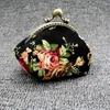 Sacs de rangement portefeuille Lady Vintage Flower Mini Coin Purse Clutch Sac (noir)