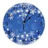 Wandklokken Kerst Snowflake Blue Round Clock Modern Design Kitchen Hanghorloge Home Decor Silent