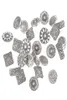 50pcs Boutons en métal de ton en argent antique mixtes