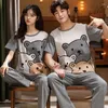 Vêtements de nuit pour femmes costume de nuit Summer Sweet mignon à manches courtes courts pyjamas de dessin animé motif de maison hommes grandes yards m-xxxxl coton pijamas