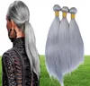 Brasilianisch silbergraues menschliches Haarverlängerungen 3pcs Silky gerade Remy Hairweben reine graue Farbe menschliches Haar Bündel 10-30 "9836708