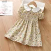 Girl's Dresses Girl Dresses Little Maven 2023 Baby Girls Floral Dress Summer Pretty Short Sleeves Frocks Cotton Clothes Comfort For Kids 2-7 Year C240413