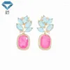 Orecchini di collana set anello di pietra gemella rosa e per donne zirconi di gioielli a placcati in oro rame xian gemme