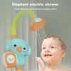 Bath Toys Cute Electric Elephant Water Pump med 360 grader justerad slang baby badduschhuvud pip rinser barn dusch kul leksaker 240413