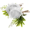 Dekorativa blommor 2 st rosor handledsbröd corsage stift klänning boutonniere bröllop fest dekoration par baby