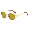 Óculos de sol Oval Metal Frame Mulher Moda Clear Lens de gradiente oceano Tons de UV400 Men Punk Sun Glasses