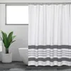 Cortinas de chuveiro azul listrado moderno minimalista linhas geométricas de banheiro branco conjunto de cortinas de poliéster decoração de banheiro com ganchos