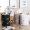 Laundry Bags Clothes Storage Basket Folding Marble Grain Bedroom Bag Container Bucket Panier Linge