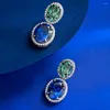 Cangolamento di orecchini incantesimi 925 argento vero 8 mm 10mm Tanzanite Green Tourmaline per Women Lab Diamond Gemstone Wedding Fine Jewel