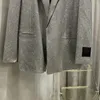 Frauenjacken für Herbst und Winter Der Bulingbuling Grey -Anzug mit Schulterpolstern lose Versionen schützen sich ab