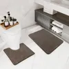 Badmattor badrum toalettmatta 2 st/set mikrofiber absorberande matta tpr anti-halkgolv u-formad fotmatta