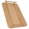 Bandejas de té que sirven bandeja de madera rectangular con 2 manijas para comer