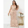 Casual Dresses Women 2024 Summer Vestido de Festa Elegant Off Shoulder Sleuveless Gold Sequined Gown Cocktail Prom Evening Party Long Long