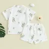 Kläder sätter barnflickor pojkar pyjamas kläder blommönster kort ärm skjortor elastiska midjeshorts sommar sömnkläder kostym