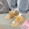 Fitnessschuhe 2024 Frauen Chuncky White Sneakers Orange Vulcanize Keils Luxusdesigner Modeplattform Damskie Sneakersy