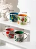 Cups Saucers Personality Creative Plant Shape Mug Office High Color Ceramic Oat Milk Design Coffee Tea Drinking Cup Tableware Decoration