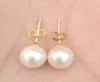 Real Pearl Vi säljer bara Real Pearl Beautiful Ett par 910mm naturligt South Sea White Pearl Earring2402041