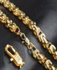 18 -karatowy stemplowany długi złoty łańcuch dla mężczyzn łańcuch Naszyjnik Nowy modny złoty kolor czeski biżuterię Kolar męski naszyjniki 21456963656