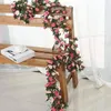 Decorative Flowers 240CM Rose Artificial Christmas Garland For Wedding Home Room Decoration Garden Arch DIY Fake Plant Vine