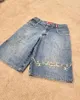 JNCO Shorts Y2K Harajuku Hip Hop Grafik Retro Blue Baggy Denim Fitness Shorts Hosen Herren Damen Hochtülen Basketball Shorts 240409