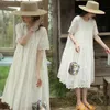 Maternity Dresses 2024 Pregnant Woman Lace Dress Summer Short Sleeve O-Neck Hollow Out Maternity Cotton Dress Sweet Long Loose Princess Clothes 24412