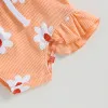 Shorts Floral Rib Nyfödda Baby Girls Outfits Passar Lovely Flying Sleeve Jumpsuit+Ruffle Shorts Toddler Spädbarn prinsessa Sommarkläder