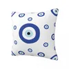 Pillow Evil Eye Magic Witchcraft Bleu Blanc White Couvercle Soft Cover Decorative Bohemian Boho Throw Case Home 45 45cm