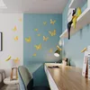 3D papillon autocollants muraux décor papillons pour décoration de mariage anniversaire billard décoratif gâteau décoratif décoratif amovible amautant (or)