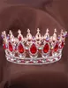 Europeiska mönster Royal King Queen Crown Ruby Teardrop Rhinestone Tiara Hår smycken Quinceanera Crown Wedding Bride Pageant Tiaras9647147