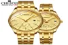 Chenxi Brand Men Women Gold Watch Lovers Quartz Wrist Watch Kvinnliga hanklockor IPG Golden Steel Watch23964098103