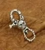 925 Sterling Silver High Detail Skull Clasp Mens Biker Punk Keychain DIY Accessory TA1994010918