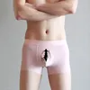 Pantalon à quatre pantalons de glace de glace pour hommes avec une personnalité drôle dessin animé sous-vêtements plats ultra mince Style d'impression