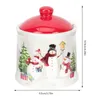 Kitchen Storage Ceramic Snowman Condiment Jar Christmas Candy Decorative Seasoning Box Food Container Tea Canister Sugar