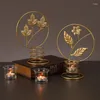 Kandelaars Noordse stijl metalen kandelaar holle golden bladhouder ornament Wedding Party Diner Tabel Decor Diy