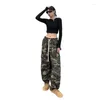 Kobiety Pants American kombinezon retro vintage kamuflaż High Street Ins moda marka hip -hop sznurka swobodne spodnie dla kobiet